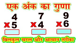 ek ank ka guna  / एक अंक वाली संख्या का गुणा / multiplication  of single digit number