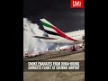 smoke emanates from dubai bound emirates flight at chennai airport