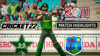 CRICKET 22 - Pakistan vs West Indies World Cup 2011 Highlight - Cricket 22 Gameplay - BILAL GAMERS
