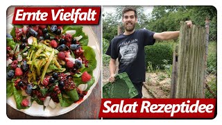 Aus dem Garten auf den Teller | Selbstversorger Sommer Salat mit Beerenobst Dressing