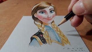 Drawing Anna from Frozen, Trick Art, 3D Illusion