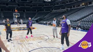 Lakers arrive in Denver for first playoff practice!