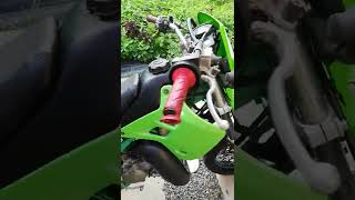 KDX125　腰上OH後初エンジン始動　燃料混合化　ピストン交換　KIPS清掃後　キャブレターPWK28