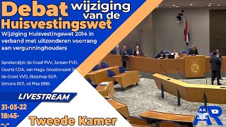 [Terugkijken] Wijziging Huisvestingswet uitzonderen voorrang vergunninghouders - Tweede Kamer 31 mei