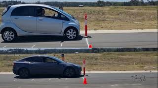 Tesla M3 vs Imiev One Pedal Braking Comparison