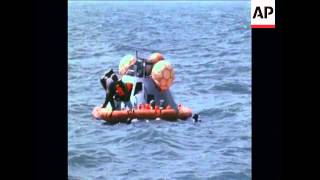 SYND 24/9/69 APOLLO 12 ASTRONAUTS TEST THE RECOVERY PROCEDURE