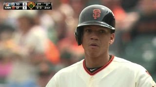 SD@SF: Adrianza singles home the Giants' first run