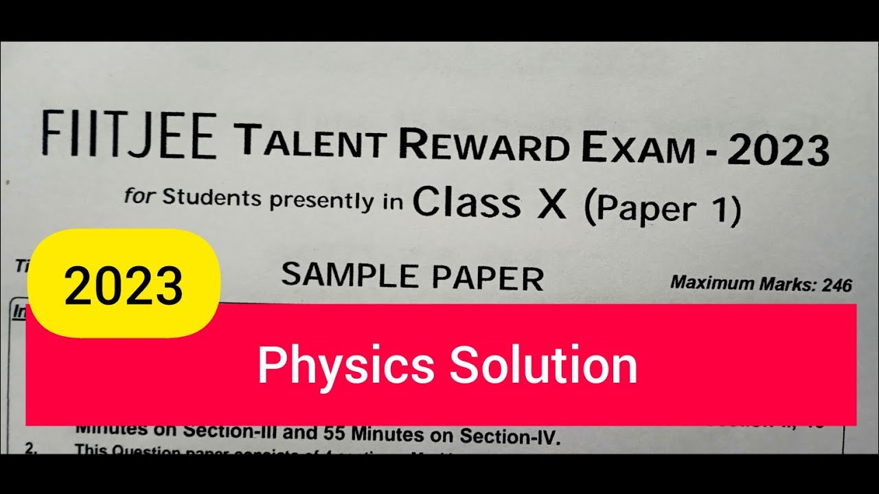 FIITJEE FTRE 2023 Sample Paper Solution Physics - YouTube