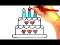 how to draw a birthday cake easy step by step