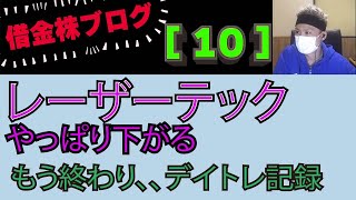 【株デイトレ日記10話】退場確定！レーザーテックの信用持越し取引動画、出来高縮小！爆損、デイトレード！！暴落株価を見よ！！