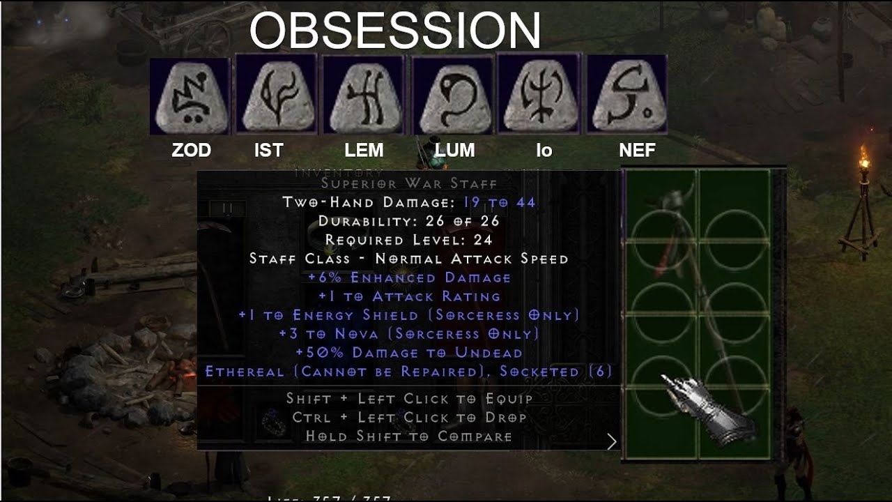 Diablo 2 Resurrected Runeword Obsession On +3 Nova War Staff - YouTube