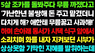 (실화사연) 5살 조카를 돌봐주다 무릎 까졌다고 ‘가난한년 불쌍해서 돈 주고 맡겼더니 다치게 해? 무릎 꿇고 사과해!’ 하며 손아래 동서의 최후 / 사이다사연, 감동사연, 톡톡사연