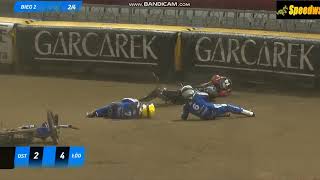 Sturz/Crash/Upadek Jakub Poczta + Mateusz Dul + Aleksander Grygolec (1.Pl. Liga Speedway)