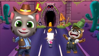 Talking Tom Gold Run Gameplay - Unlock Cowboy Tom vs Raccoon In Las Vegas - Full Screen