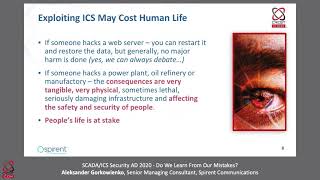 SCADA/ICS Security AD 2020 – Do We Learn From Our Mistakes? Aleksander Gorkowienko | CRESTCon UK