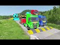 transporting pixar cars u0026 fruits with colored u0026 john deere vs claas vs tractors beamng.drive 962