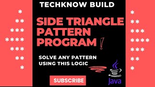 Side triangle pattern program | Half Diamond Program | Explained in Java!!