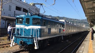 東上車最古参遂に散る…【9101F  廃車回送】デキ503＋東武9000系9101編成（試作車・トップナンバー）が警笛を鳴らして寄居駅で運転手さんが降りるシーン（臨貨8014レ）2023.10.17