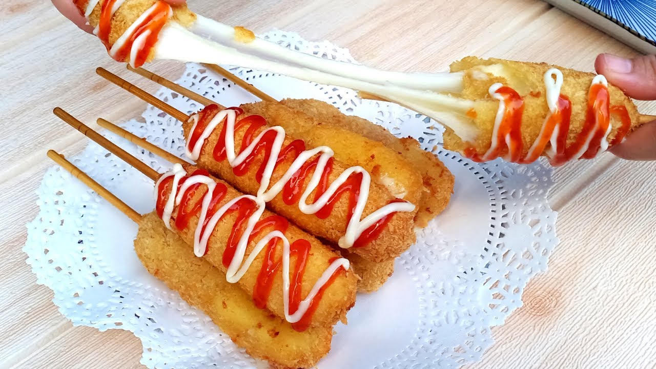 Mozzarella Cheese Corn Dog Recipe, Korean Street Food - YouTube