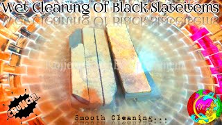 Slate Items Cleaning Video | Black Slate Items Wet Cleaning | Shale Stone Cleaning | Relaxing Video