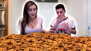 100 Chicken Nuggets in 10 MINUTES CHALLENGE!! (10,000 CALORIES)