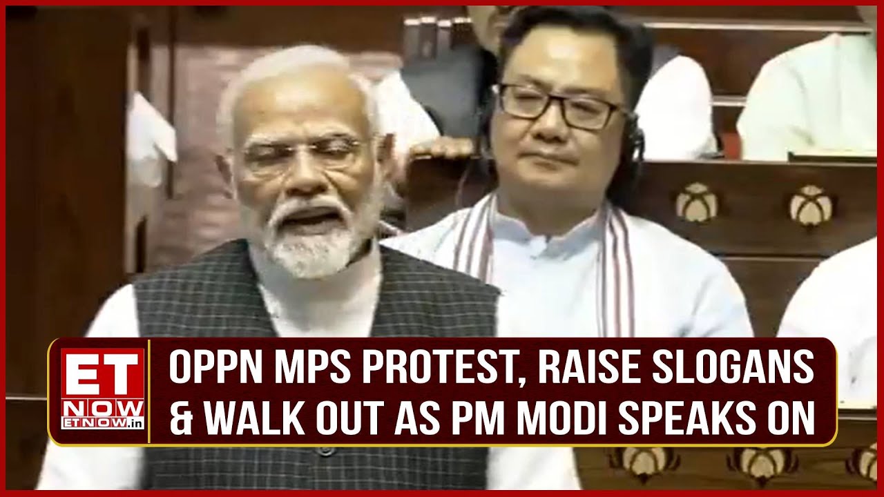 "Opposition Walks Out As PM Modi Confronts Rajya Sabha On Motion Of ...