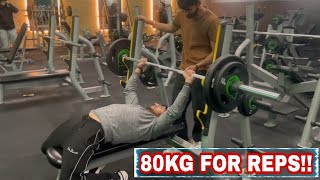 80KG BENCH PRESS FOR REPS!!