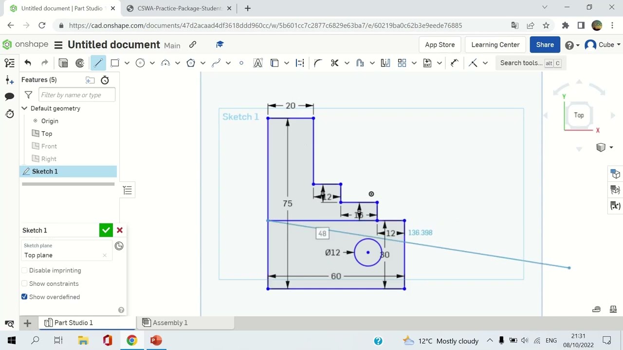 CSWA Section A Problem 1, Solidworks Practice For Beginner - YouTube