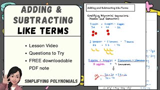 Stop Being Confused by the Xs and Ys in Math!   (Adding and Subtracting Like Terms) ~ Grade 7 - 9