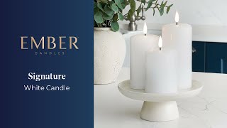 Ember™ Battery Signature White Candle, 15cm