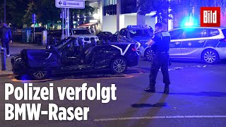 BMW kracht mit zwei Polizeiautos und einem Mercedes zusammen