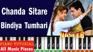 Chanda Sitare Bindiya Tumhari Piano Tutorial | Dandiya Song onPiano | Naseeb(1997) | Nadeem Shravan