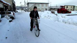 雪上自転車ドリフト