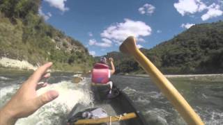 Canoeing down the Wanganui river in New Zealand. The 50 50 Rapids