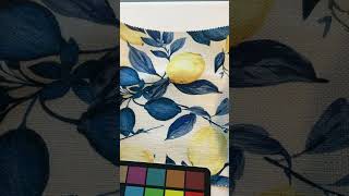 Digital Pucker Mini Lemon Print Indigo | Medium/Heavyweight Basketweave Fabric | Home Decor...