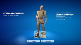 HOW TO GET CHIEF HOPPER SKIN NOW FREE IN FORTNITE! (STRANGER THINGS SKIN) Unlocked Lego Chief Hopper