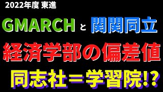 同志社大学/明治大学/中央大学。GMARCHと関関同立の経済学部の偏差値【2022年東進】