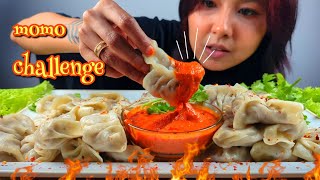 EATING MOMO CHALLENGE WITH SPICY CHUTNEY | NEPALI MOMO MUKBANG | BIG MOMO MUKBANG