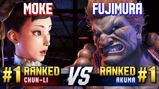 SF6 ▰ MOKE (#1 Ranked Chun-Li) vs FUJIMURA (#1 Ranked Akuma) ▰ High Level Gameplay