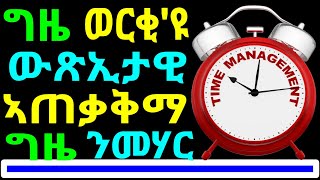 320)ግዜ ወርቂ'ዩ! ስልጡን ኣጠቃቅማ ግዜ - How to Manage Time Effectively