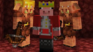 Technoblade speaks to a Piglin in Minecraft