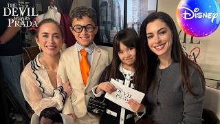 Mini Nigel and Miranda meet the cast of The Devil Wears Prada 2 👠🎤@DisneyUK