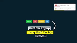 Custom Alert / Popup Using HTML, CSS & JavaScript | MayanCoders