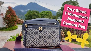 cek tory burch T Monogram jacquard camera bag Ori/palsu