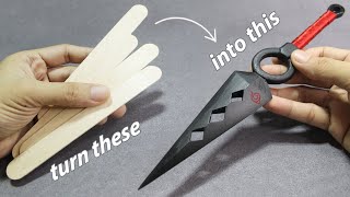 EASY DIY - Making my own Popsicle NARUTO KUNAI - WITHOUT POWERTOOLS | Free Template