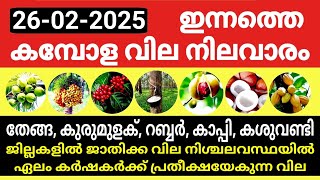 തേങ്ങ, കുരുമുളക്, റബ്ബർ, കാപ്പി, കശുവണ്ടി| ജില്ലകളിൽ ജാതിക്ക വില നിശ്ചലവസ്ഥയിൽ|Kerala Market Today