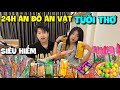 Quang Con Và Khánh Linh Thử Thách 24 Giờ Ăn Hết tất Cả Đồ Ăn Vặt Tuổi Thơ Siêu Hiếm ?