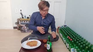 소주원샷 1015병,1016병째 돈까스랑 빨리먹고 일하러(korea Soju Mukbang Bottoms up)병잔한