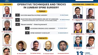 IOA-SPINE WEBINAR SERIES - 1: OPERATIVE TECHNIQUES AND TRICKS IN LUMBAR SPINE SURGERY