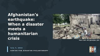 Afghanistan’s earthquake: When a disaster meets a humanitarian crisis webinar